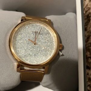 Timex Women’s Rose Gold Mesh Bracelet Watch – Glitter Dial NWT ($250)